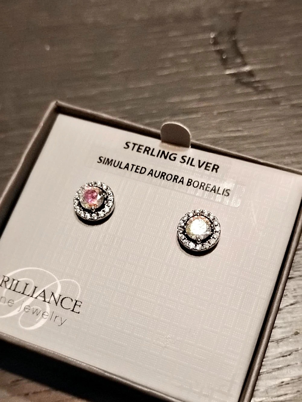 Brilliance Fine Jewelry Sterling Silver RD Sim Aurora Borealis and CZ Halo